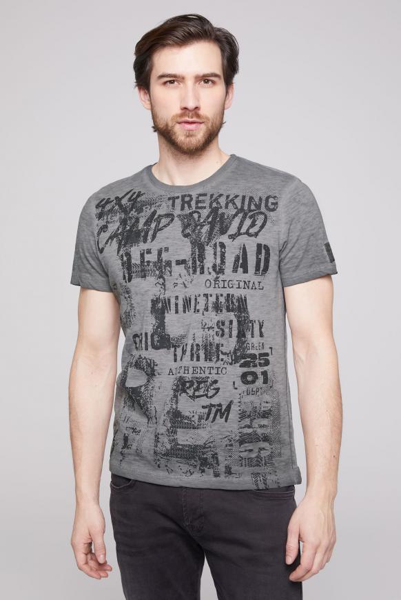 T-Shirt Oil Dyed mit Vintage Print mud