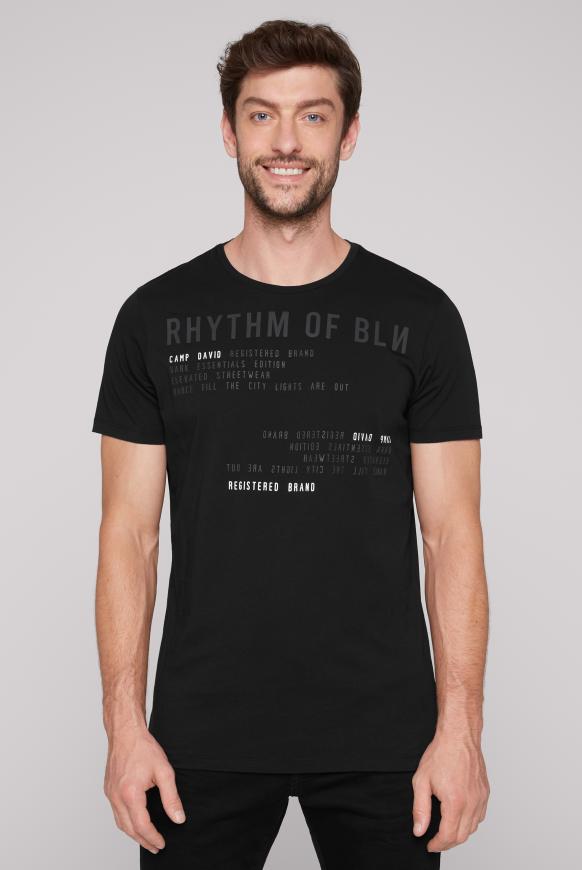 T-Shirt Rundhals mit Label Prints black