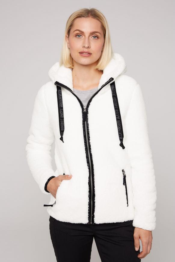 Teddyplüschjacke mit Kapuze ivory