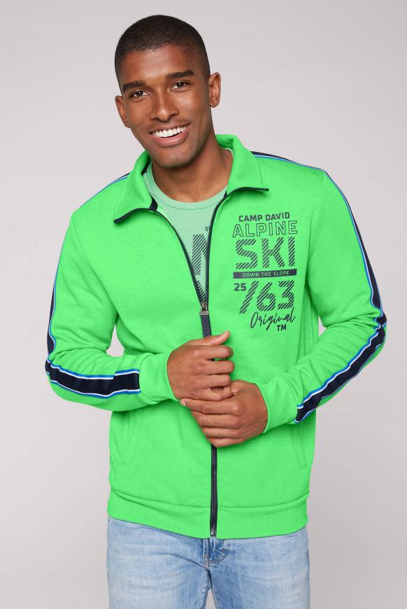 Trainingsjacke mit Logo und Streifen-Tapes electric green