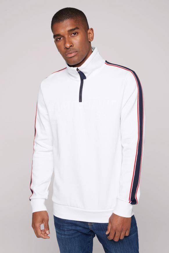 Troyer-Sweatshirt mit Artwork und Streifen-Tapes opticwhite