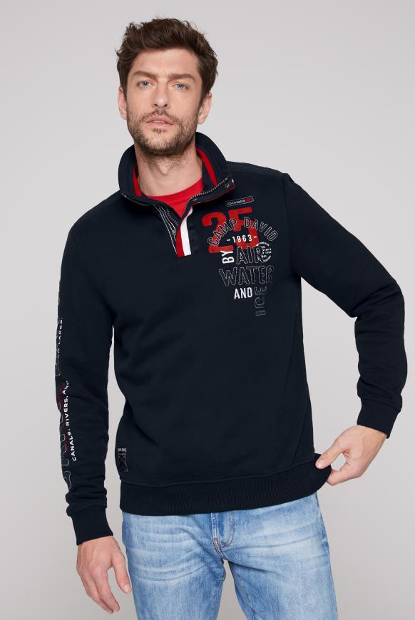 Troyer-Sweatshirt mit Tapes und Artworks frozen navy