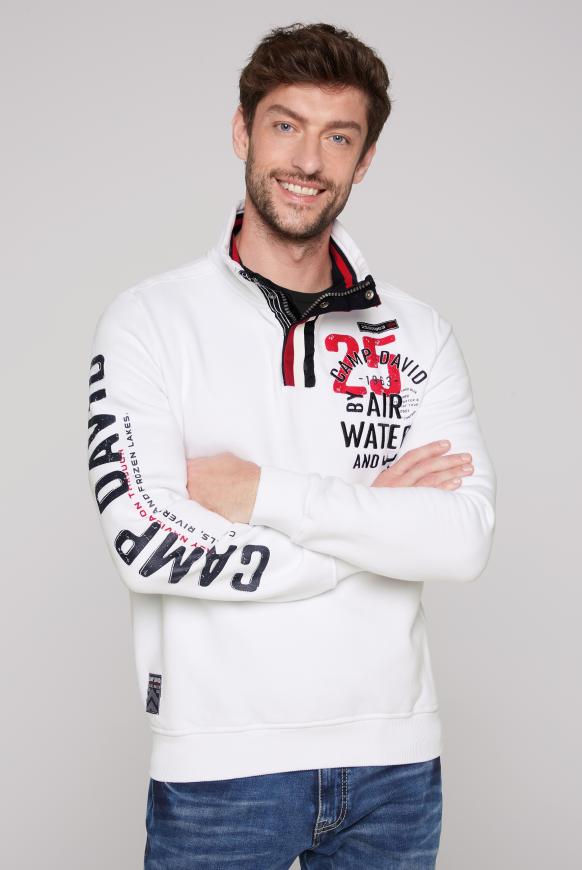Troyer-Sweatshirt mit Tapes und Artworks opticwhite