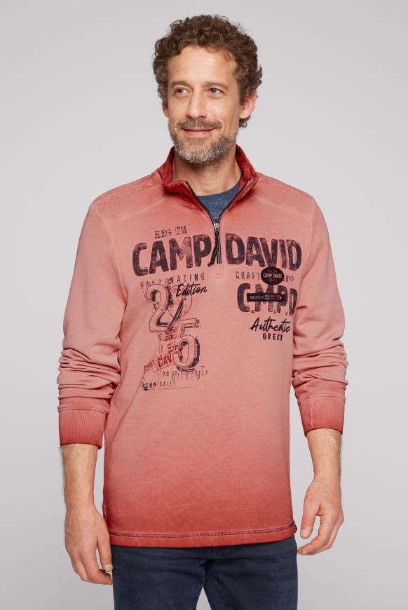 Troyer-Sweatshirt Oil Dyed mit Logo Design vintage red