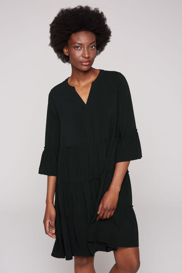 Unifarbenes Tunika-Kleid mit Volants black