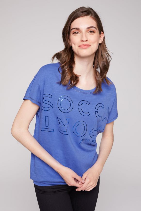 Weites T-Shirt mit Logo Print sporty blue