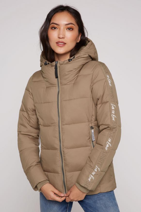 Winterjacke mit Kapuze und Logo-Tapes chestnut