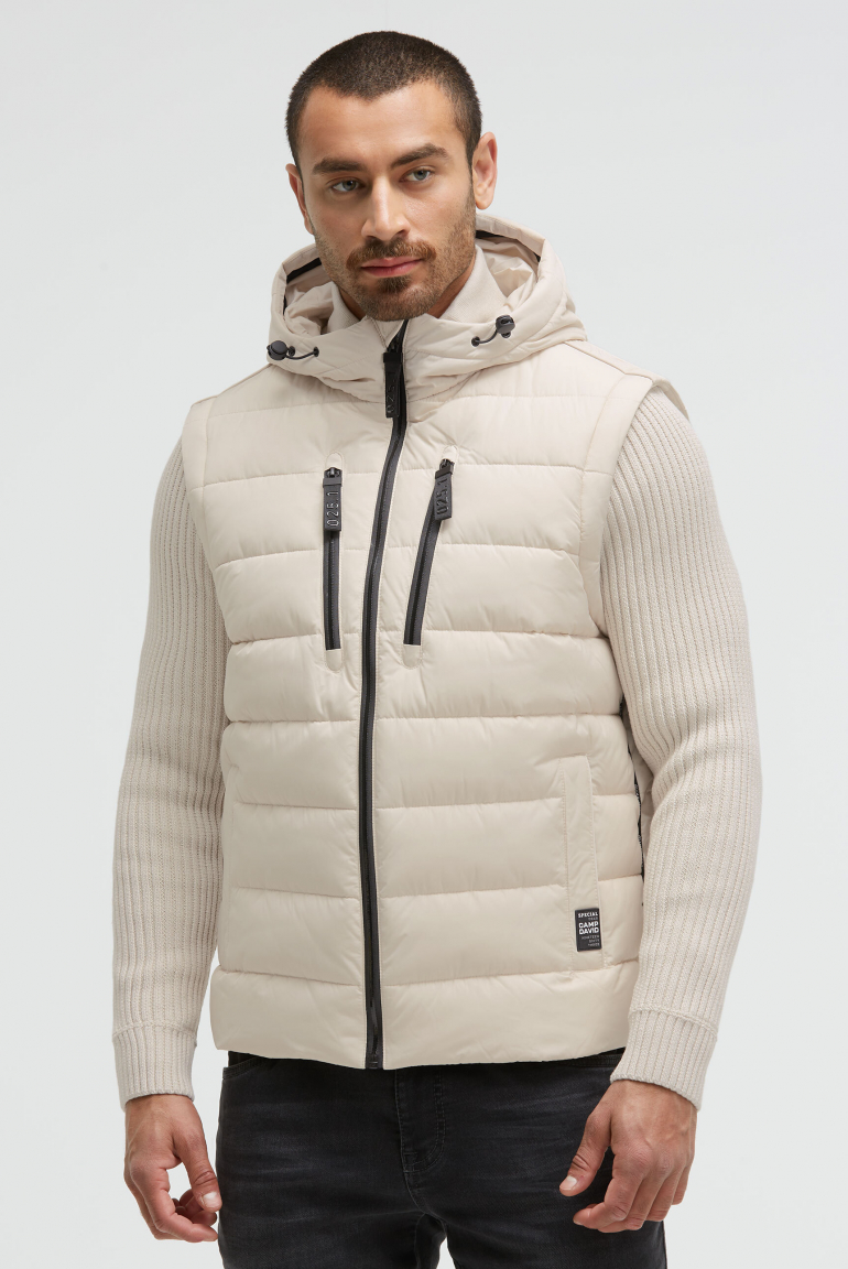 2-in-1 Steppweste mit abtrennbaren Strickärmeln