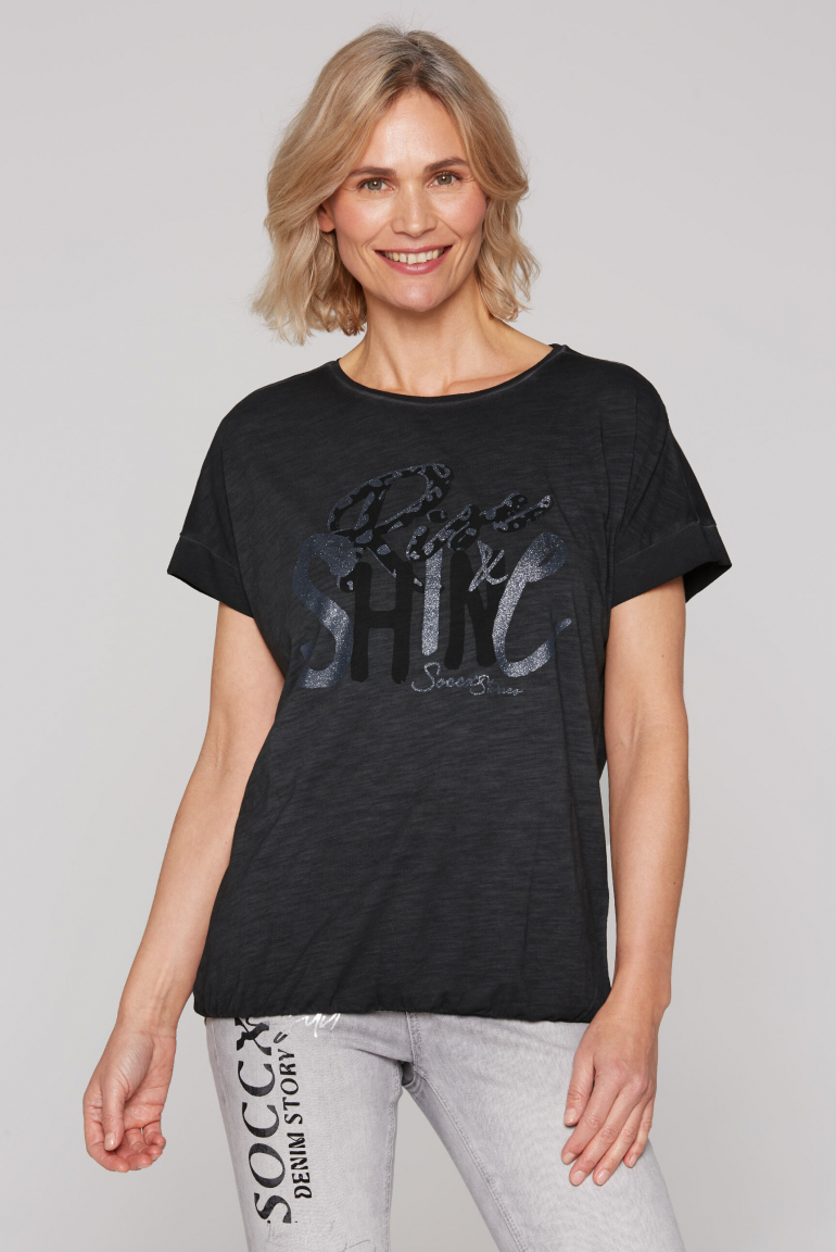 Ärmelloses Oversized-Shirt mit Gummizugsaum black