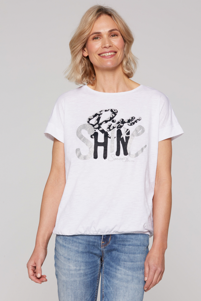 Ärmelloses Oversized-Shirt mit Gummizugsaum opticwhite