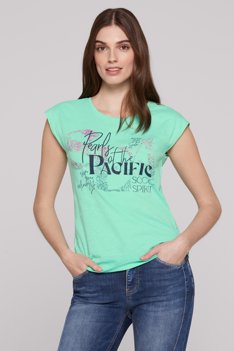 Ärmelloses Shirt mit Print Artwork mint leaf