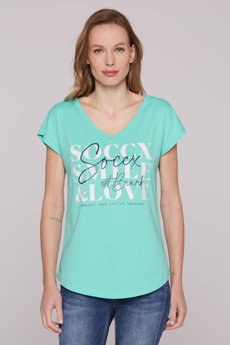 Ärmelloses Shirt mit V-Ausschnitt und Logo Artwork flash aqua