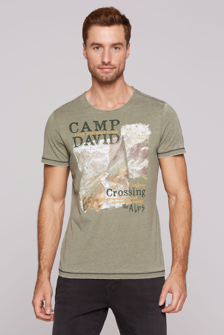 Ausbrenner-Shirt mit Photoprint sage green