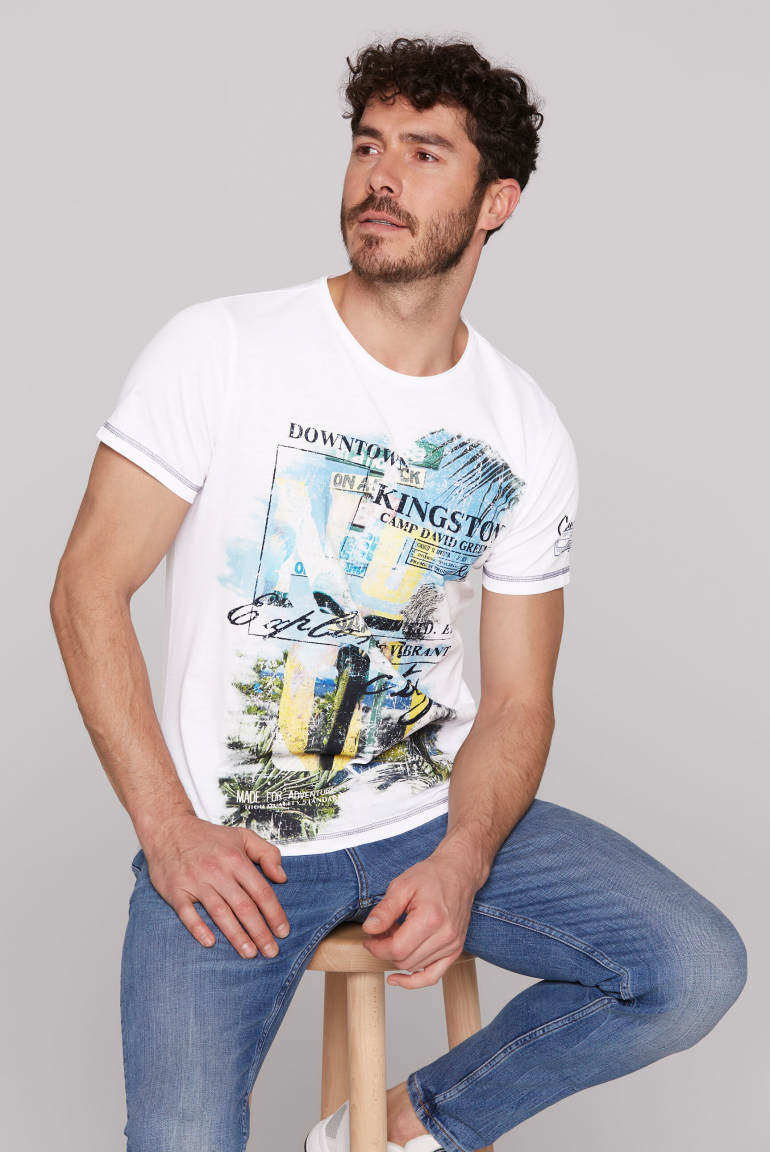 Ausbrenner-Shirt mit Photoprint im Vintage Look opticwhite