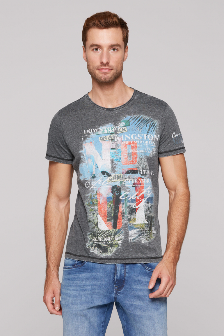 Ausbrenner-Shirt mit Photoprint im Vintage Look black