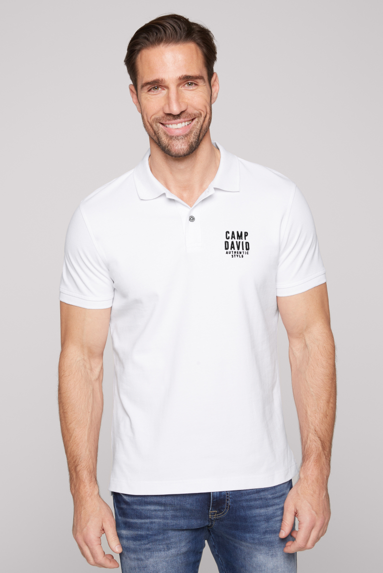 Basic Pikee-Polo mit Logo-Stickerei opticwhite