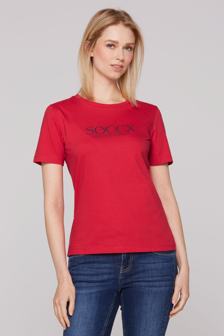 Basic T-Shirt mit Logo Print red