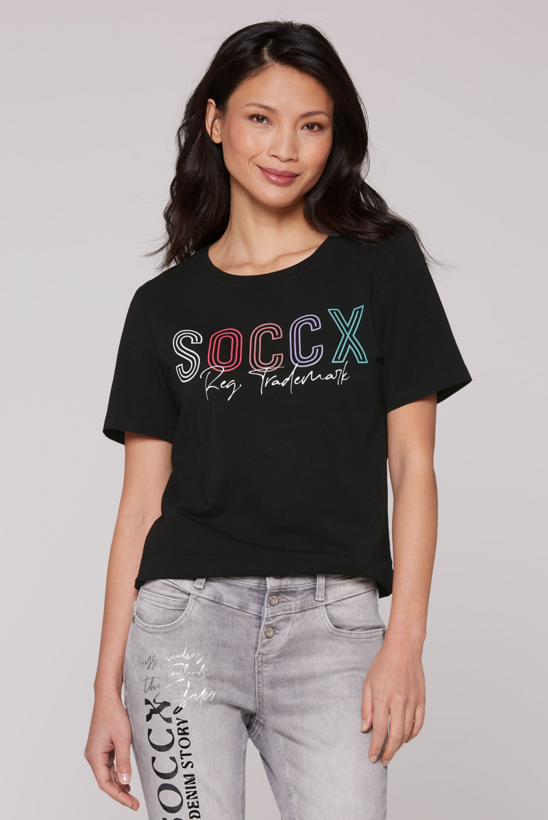Basic T-Shirt mit Rundhalsausschnitt und Logo black