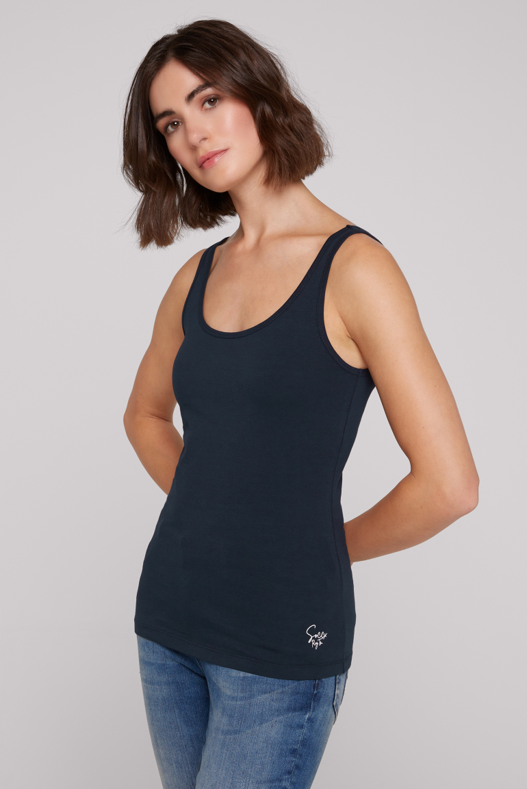 Basic  Top mit  Mini Logo Print blue navy
