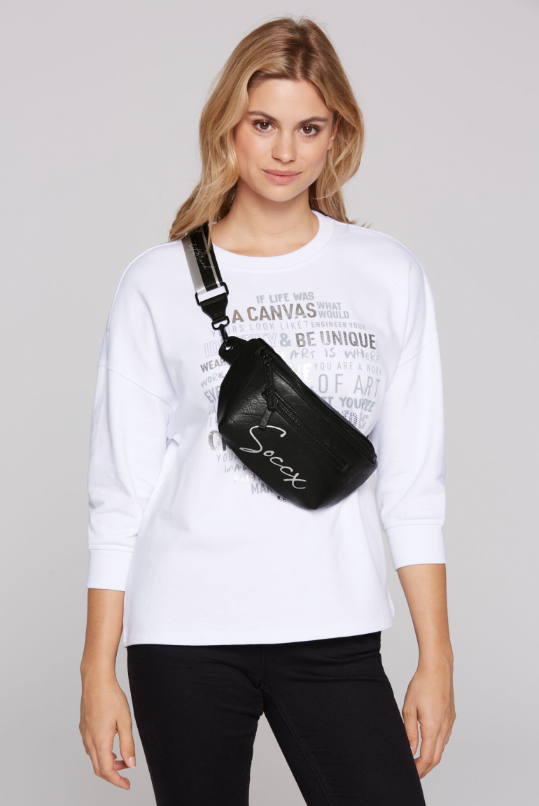 Bauchtasche mit Logo Print und Wechselgurt black