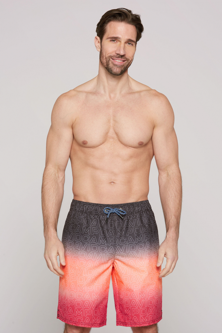 Beachbermuda mit Farbverlauf und All Over Print black / red