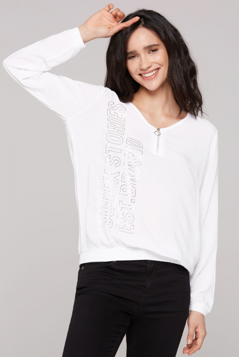 Blusen-Shirt mit elastischen Bündchen opticwhite