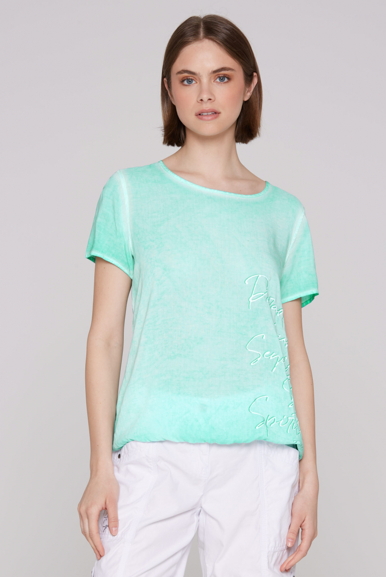 Blusenshirt mit Print und Elastiksaum aqua splash