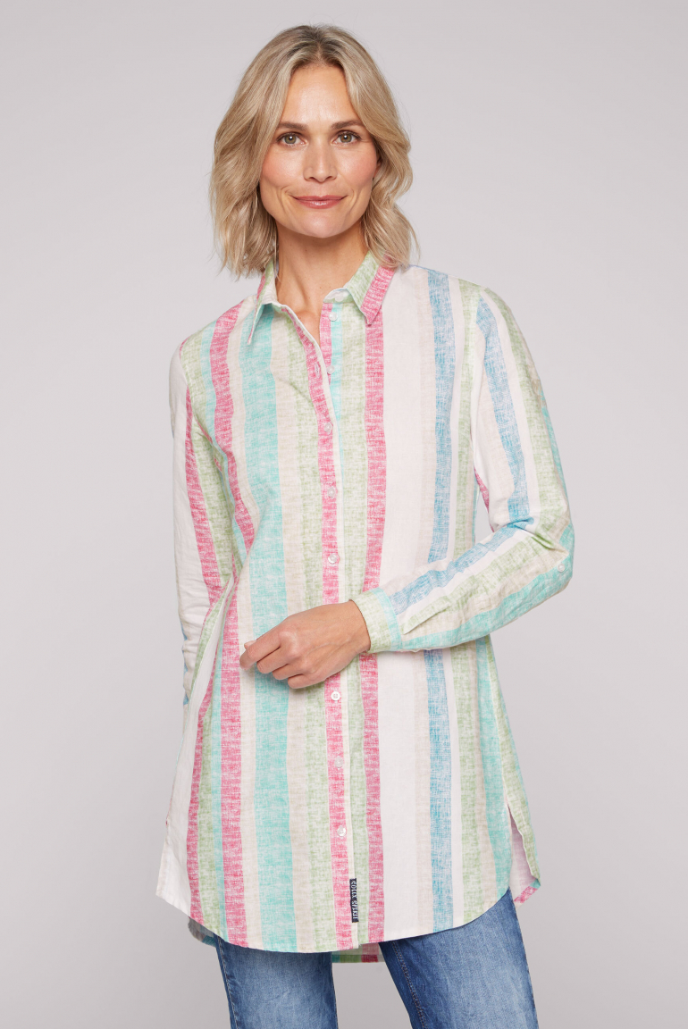 Bunt gestreifte Leinenbluse multi color