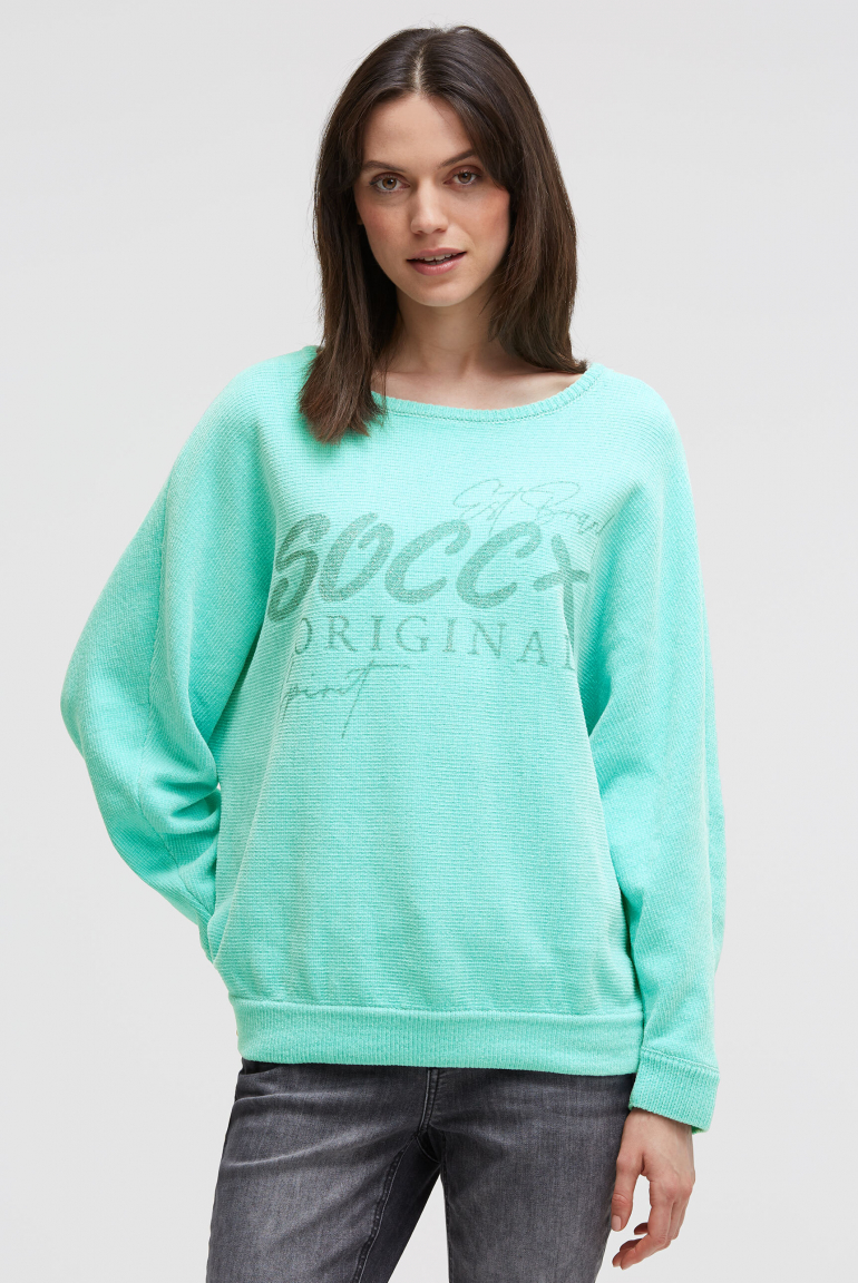 Chenille-Pullover mit Glitter Print aqua splash