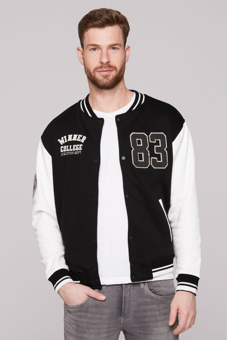 College-Blouson mit Label-Applikationen black