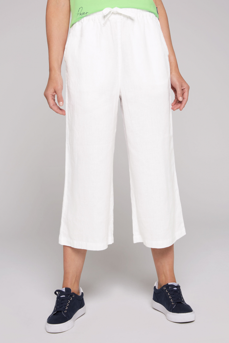 Culotte aus Leinen mit Elastikbund opticwhite