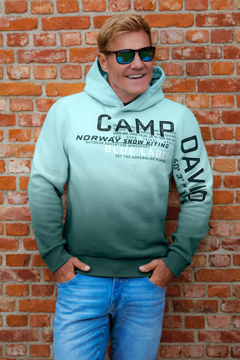 Dip Dye Hoodie mit Rubber Print new aqua