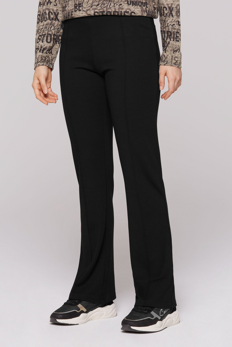 Flared Jerseyhose mit Biese black