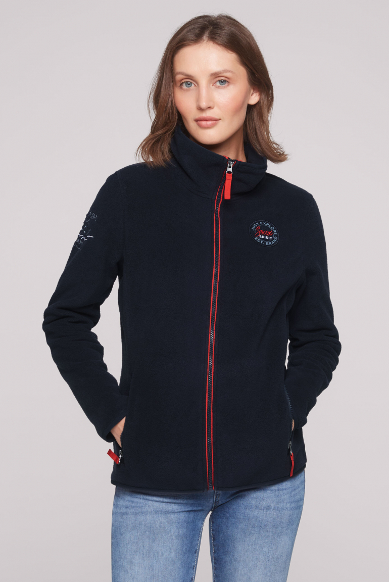 Fleecejacke mit Colour-Details und Artworks blue navy