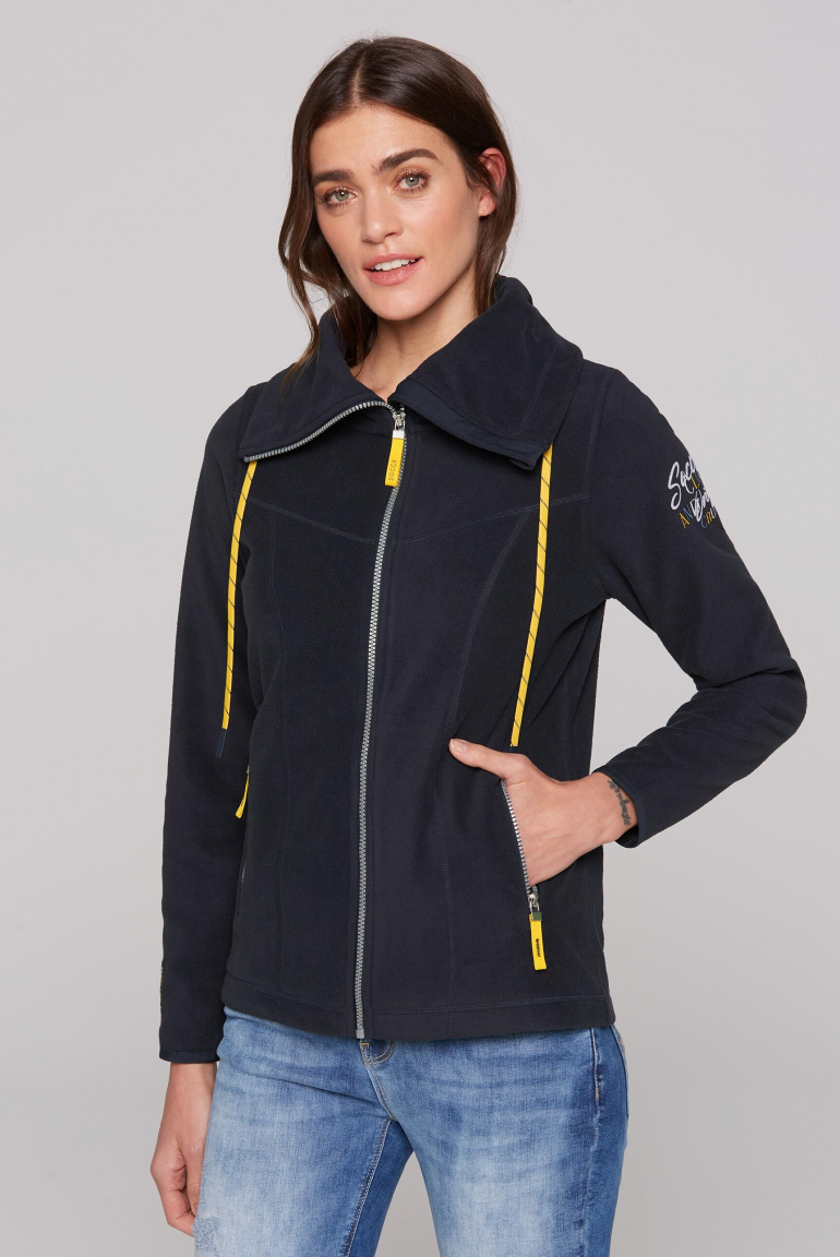 Fleecejacke mit hohem Kragen und Rücken-Print blue navy