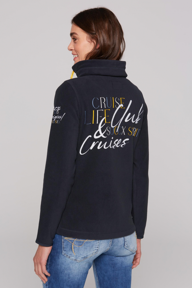 Fleecejacke mit hohem Kragen und Rücken-Print blue navy
