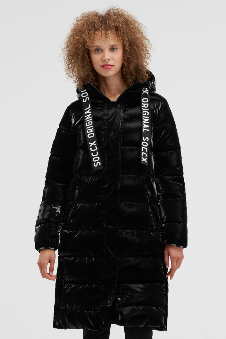 Glänzender Stepp-Parka mit Logo Artworks black