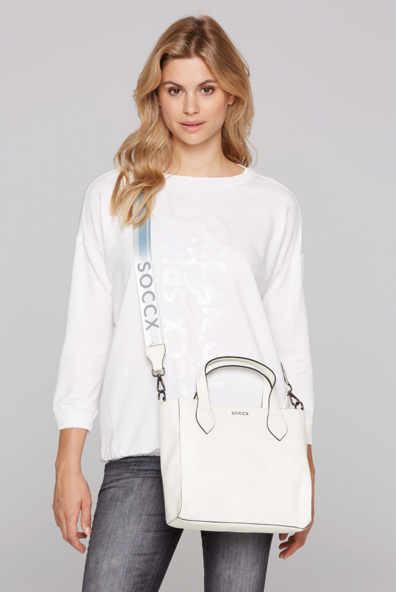 Handtasche aus Lederimitat mit Wechselgurt white