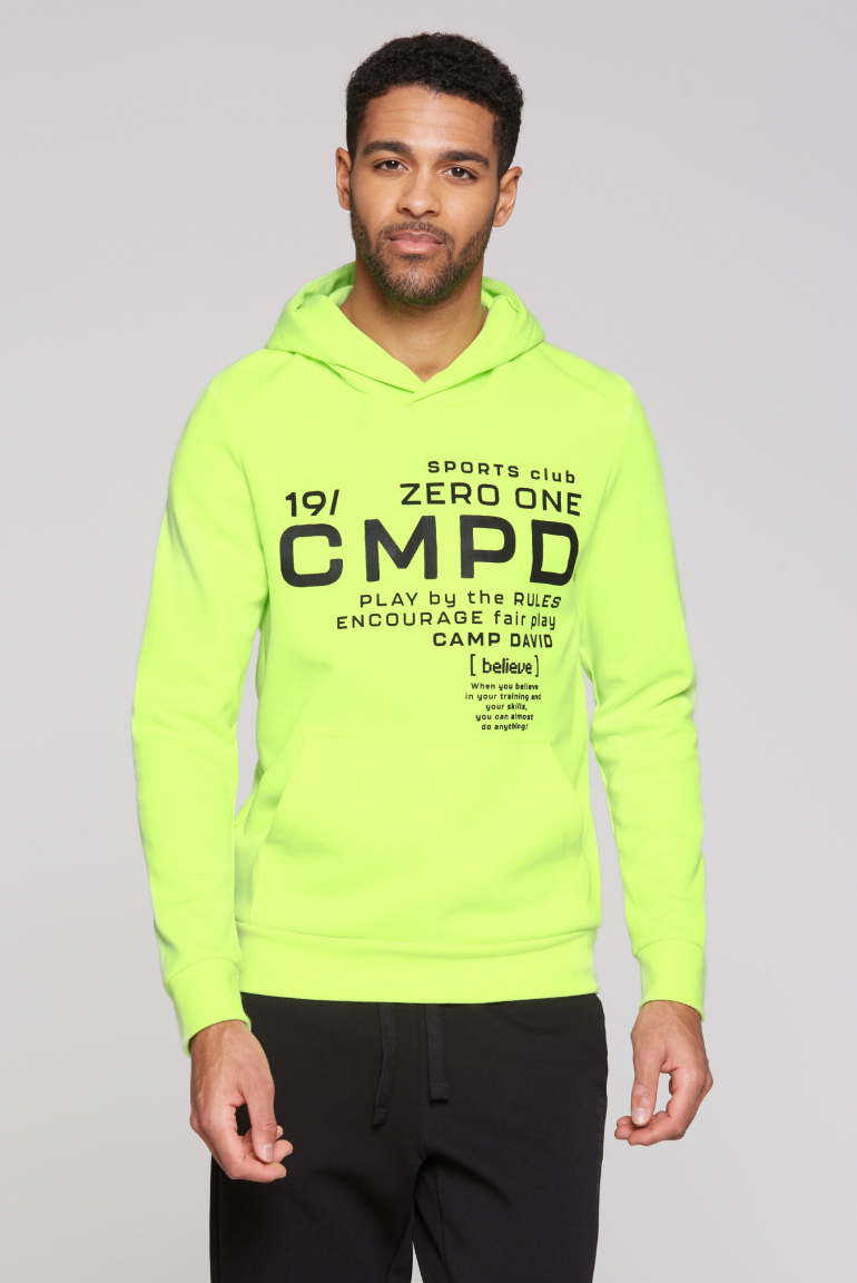 Hoodie aus Interlock-Jersey mit Rubber Artworks neon yellow