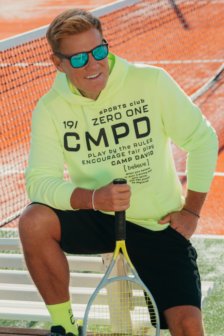 Hoodie aus Interlock-Jersey mit Rubber Artworks neon yellow