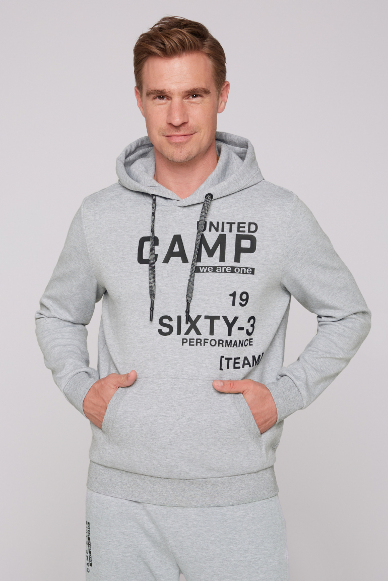 Hoodie aus Interlock mit Rubber Print grey melange