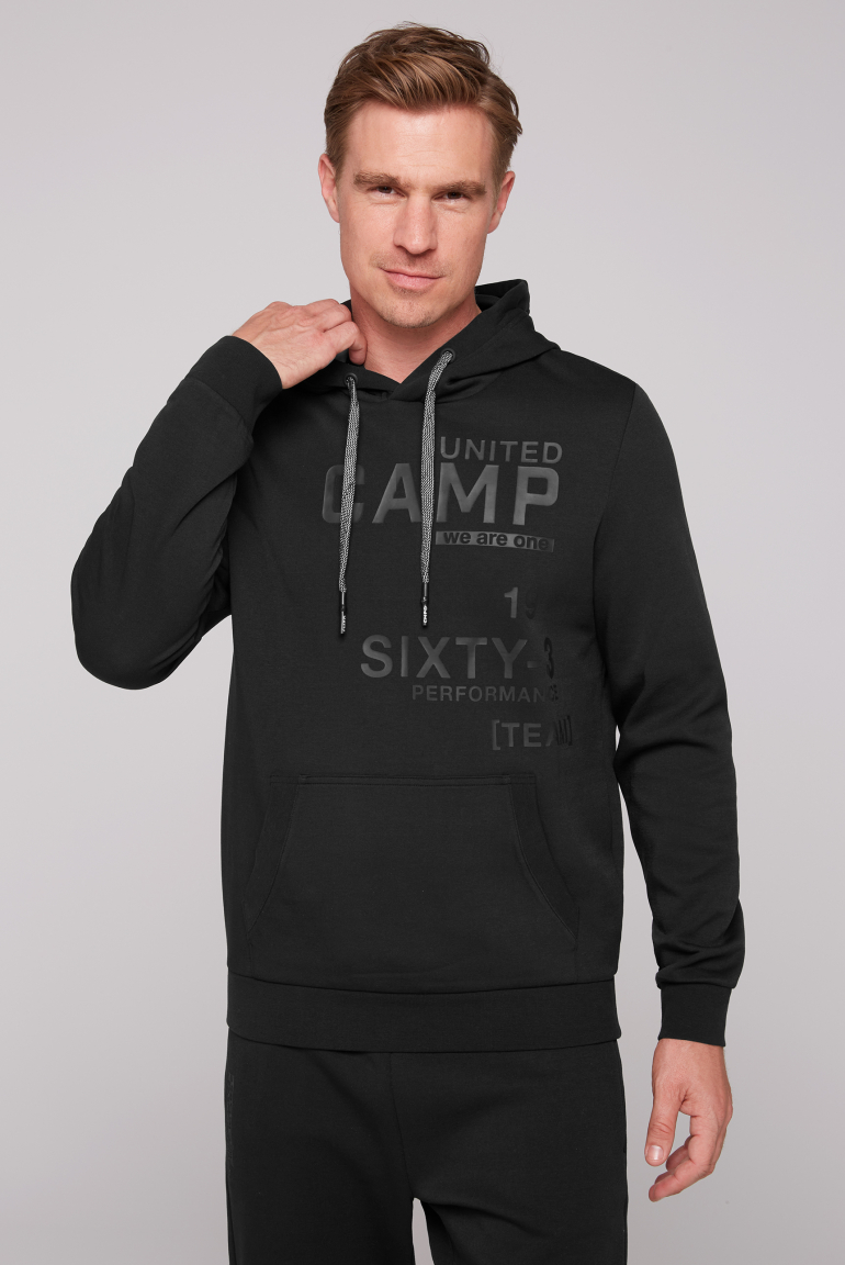 Hoodie aus Interlock mit Rubber Print black