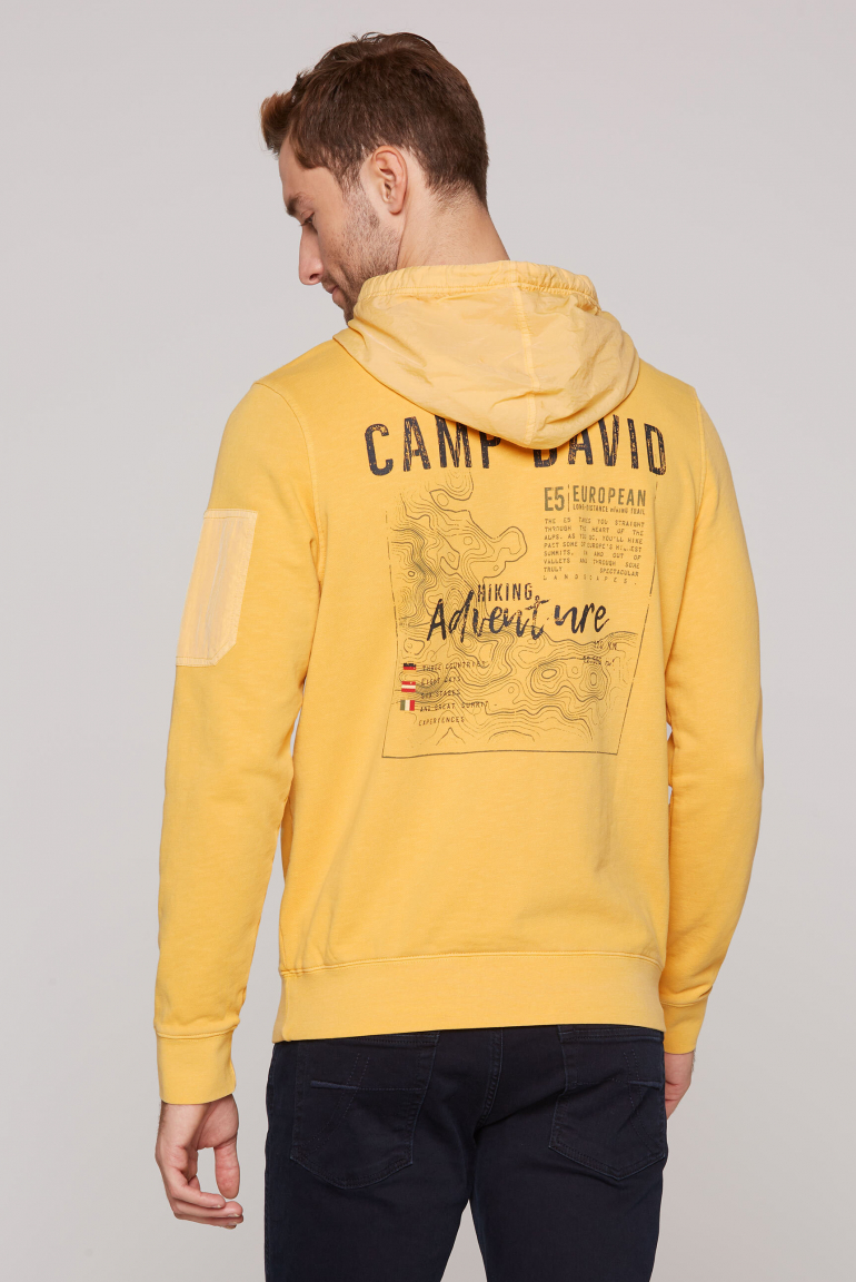 Hoodie im Materialmix mit Rücken-Print yellow morning