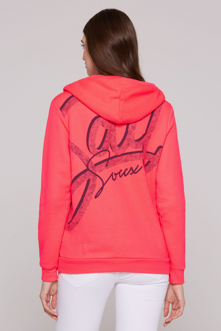 Hoodie mit Knopfleiste und Backprint flashy red