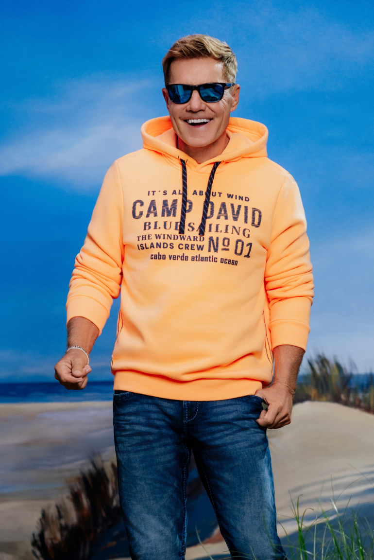 Hoodie mit Wording Print sunrise neon