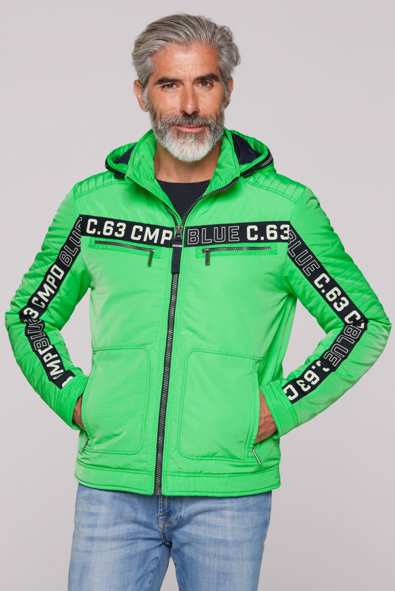 Jacke mit Biker-Elementen und Logo-Tapes electric green