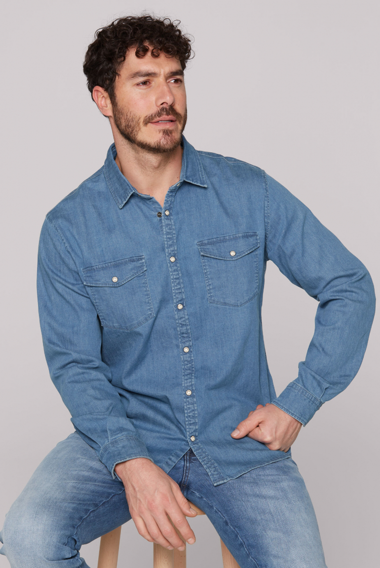 Jeanshemd mit Druckknöpfen light blue vintage