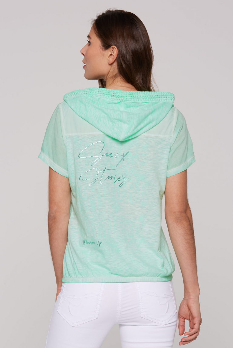 Kapuzenshirt mit Rücken-Artwork leafy mint