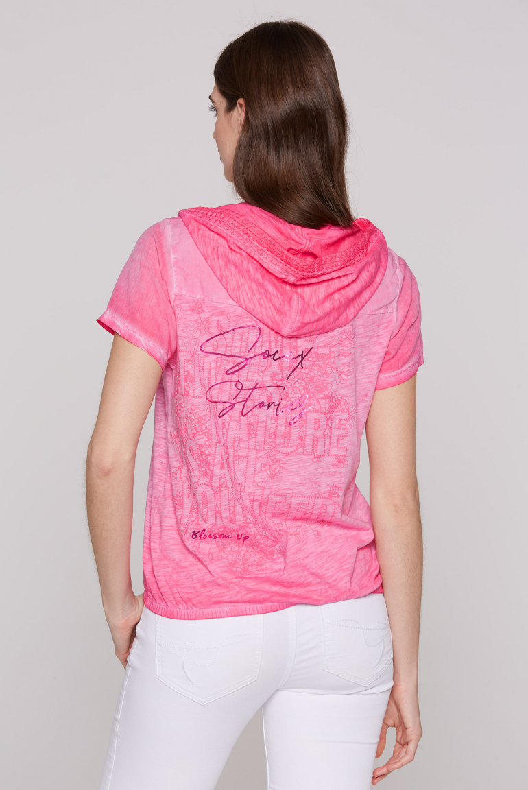 Kapuzenshirt mit Rücken-Artwork floral pink