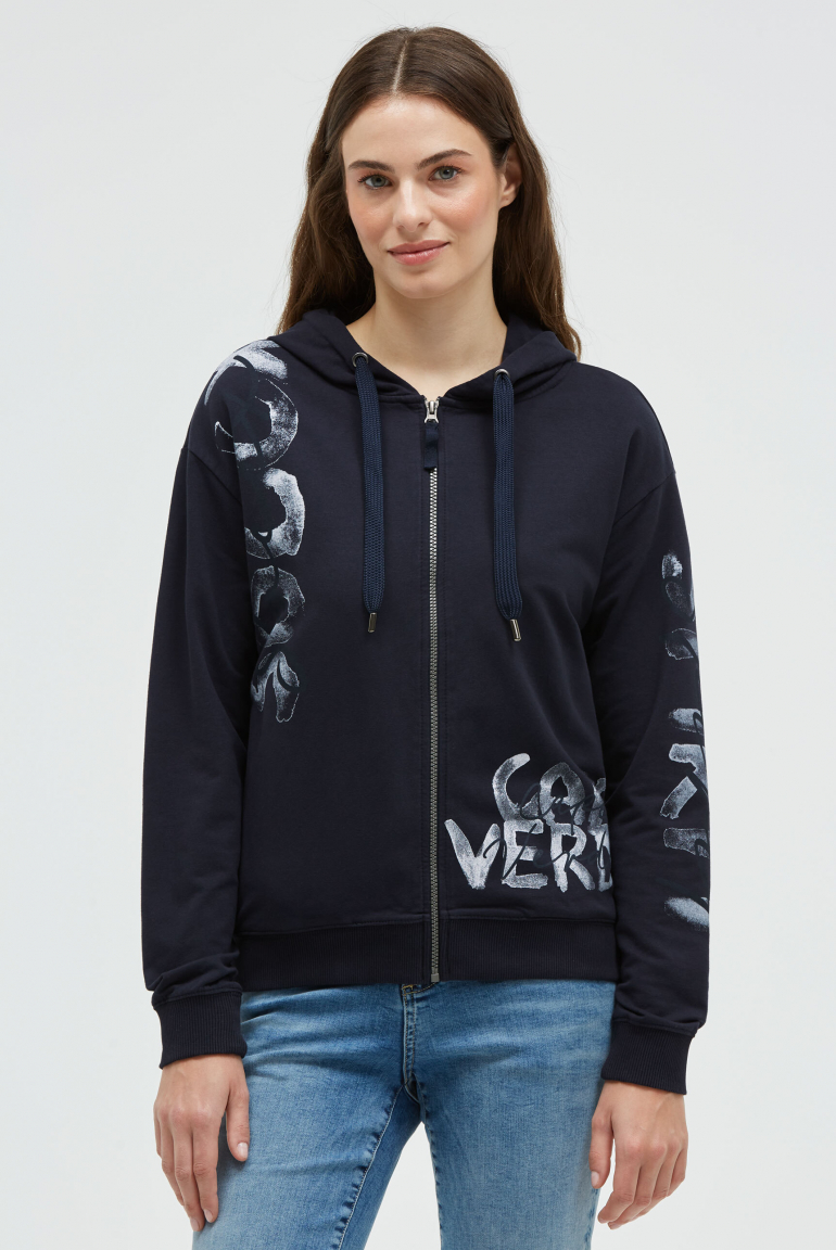 Kapuzensweatjacke mit Print Artworks blue navy